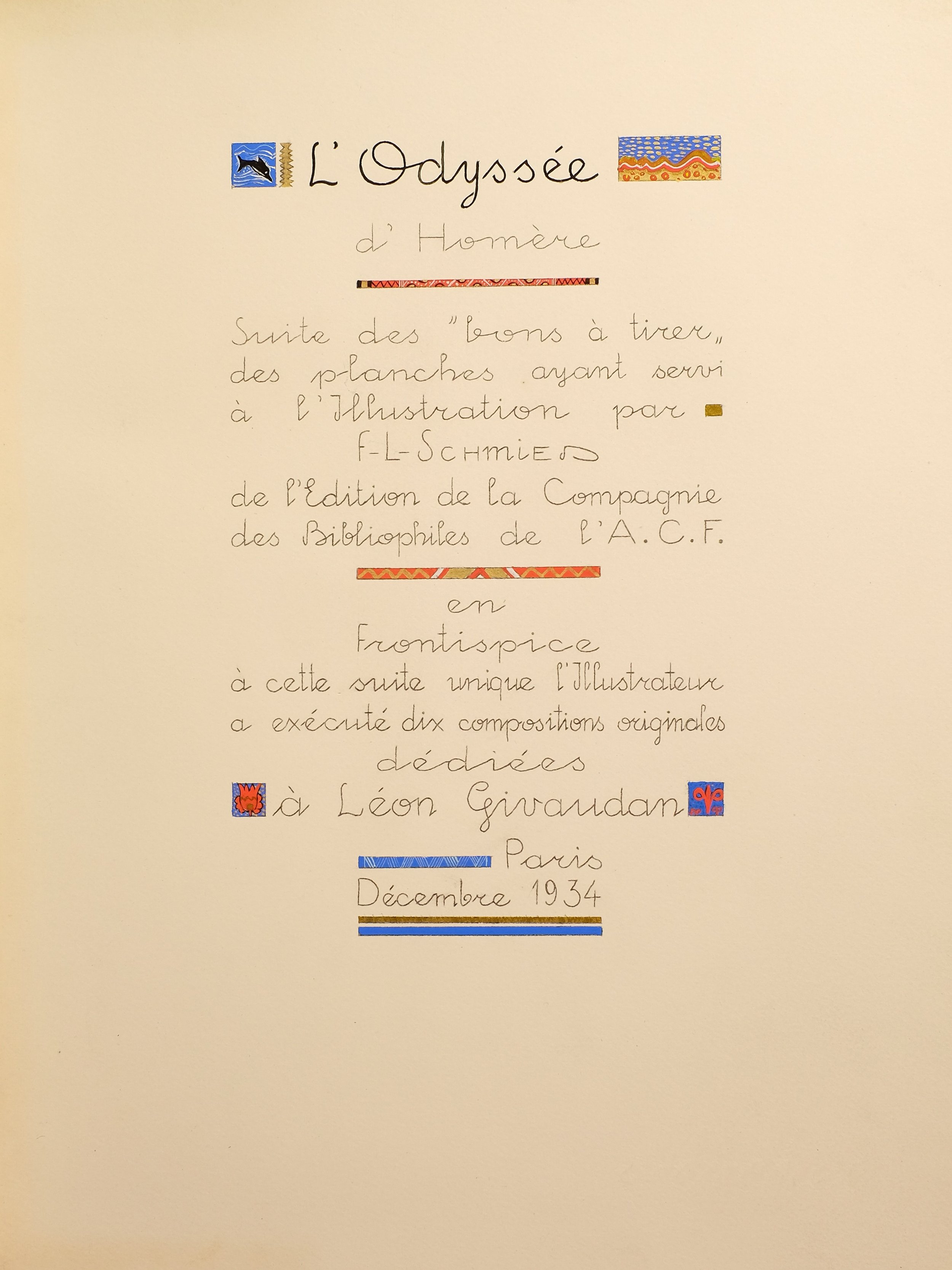 Unique Copy of François-Louis Schmied's Odyssey with Unique Copy of François-Louis Schmied's Odyssey with
